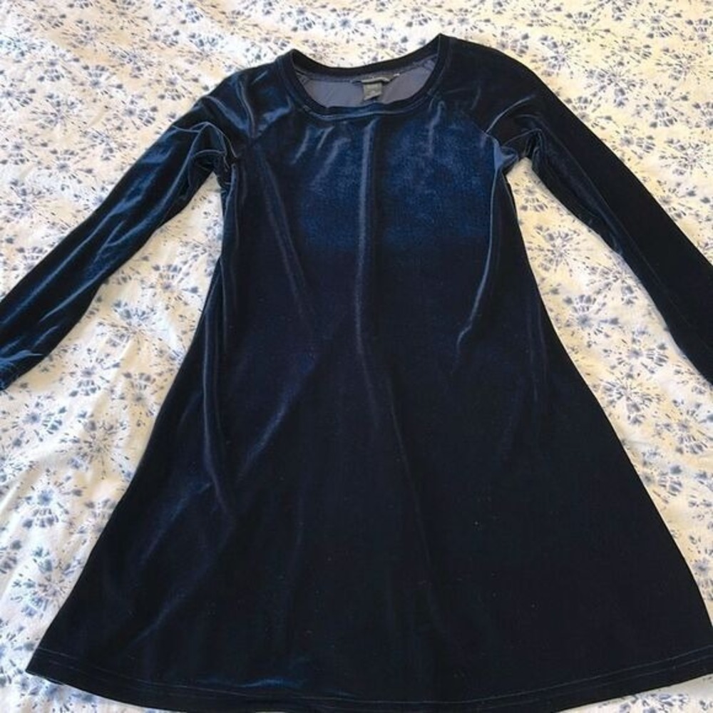 Moda International‎ Remake of the 90s Vintage Blue Velvet Dress Size XS Petite